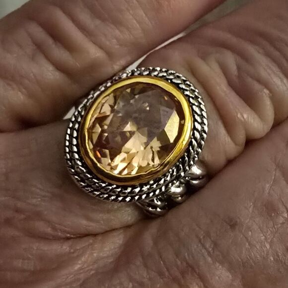 CITRINE OVAL GEM IN STERLING SILVER RING - Picture 1 of 6